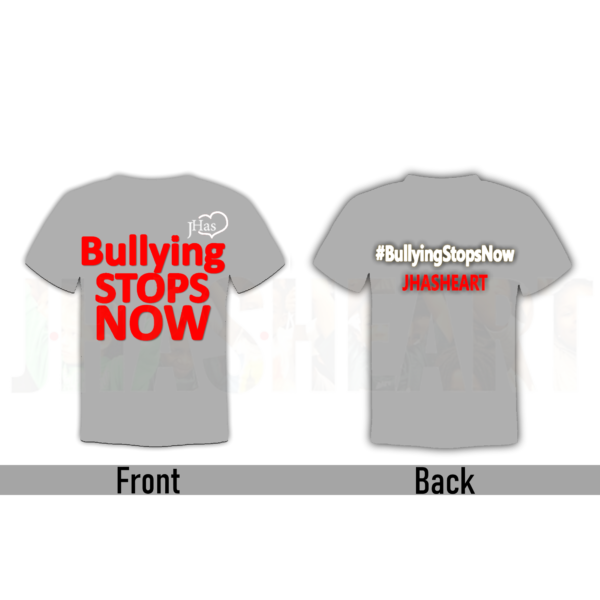 JHASHEART's Gray #BullyingStopsNow Tshirt Image. This is Social and Emotional Learning @ JHASHEART