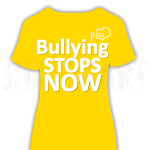 JHASHEART's Yellow #BullyingStopsNow Tshirt Image. This is Social and Emotional Learning @ JHASHEART